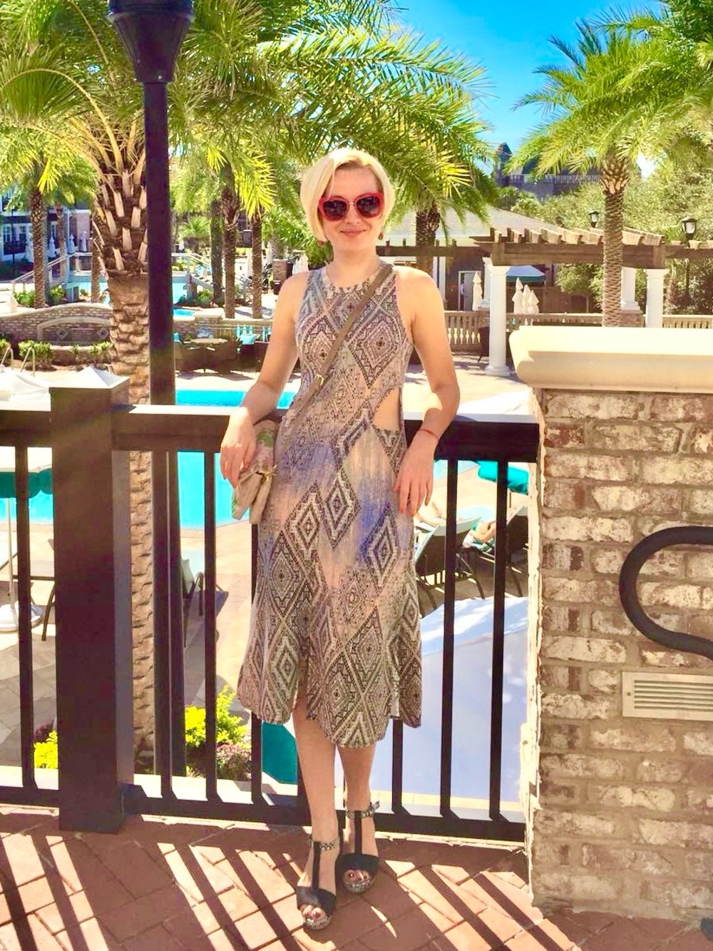 TART Sexy Aztec Geometric Cutout Midi Dress Size S
